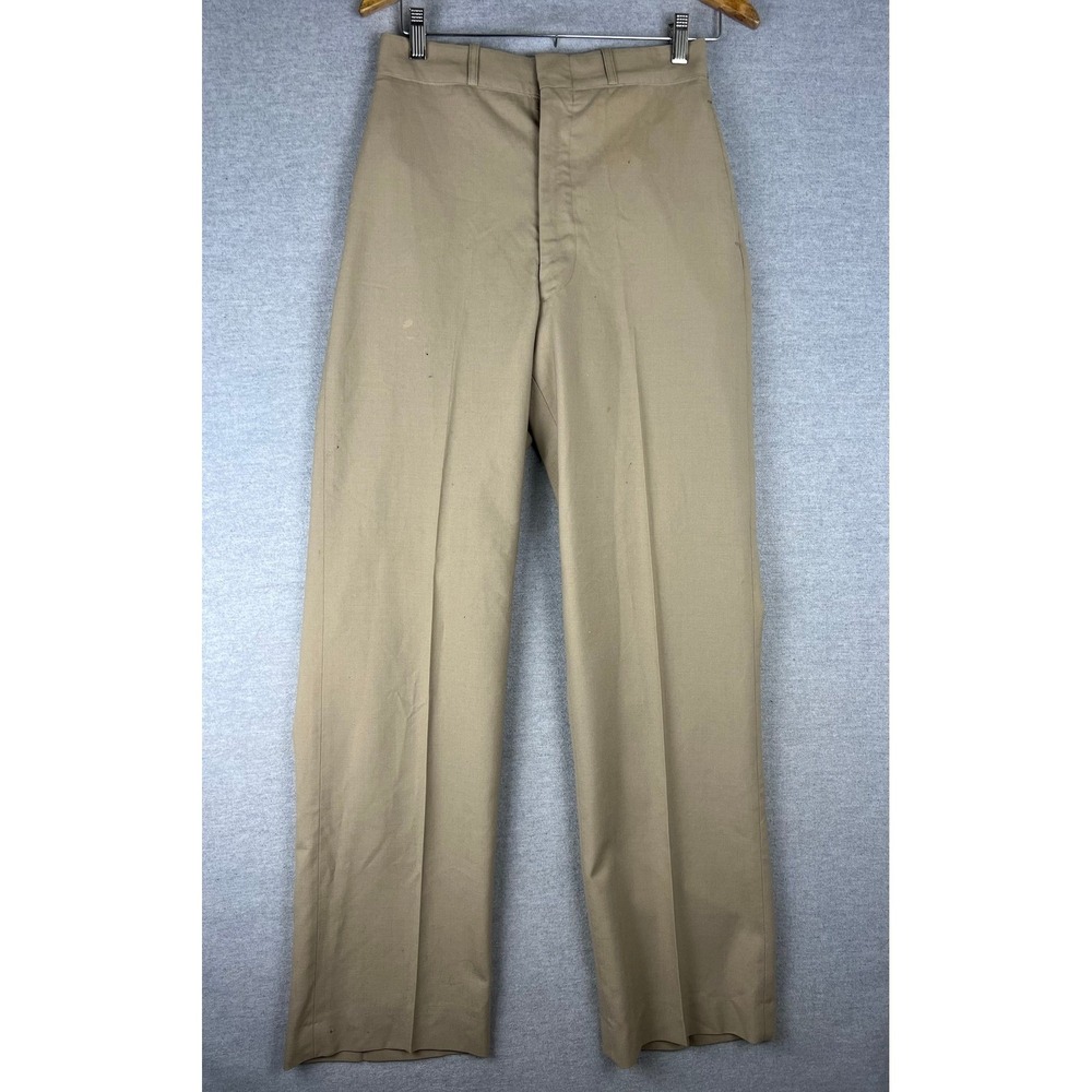 Vintage US Military‎ Men Wool Tropical Trousers Khaki M-1 Class 8 26x32 NAMED